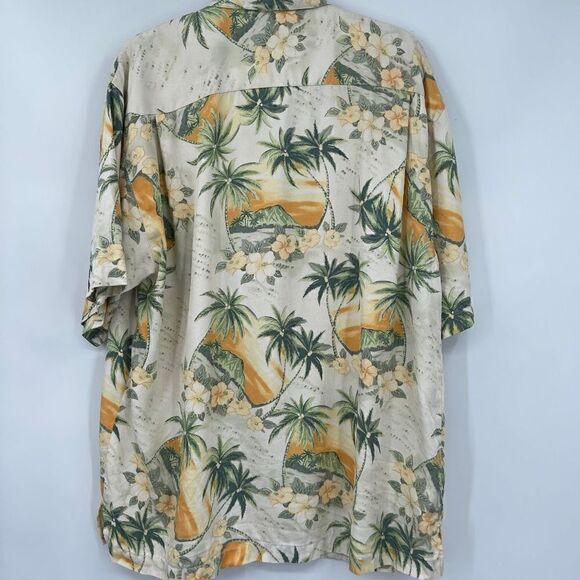 Tommy Bahama Men’s Silk Hawaiian Yellow Shirt Size Large - Picture 4 of 4